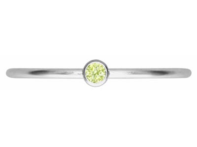 Sterling Silver August Birthstone  Stacking Ring 2mm Lime             Cubic Zirconia - Standard Image - 2