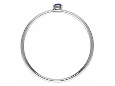 Sterling Silver September          Birthstone Stacking Ring 2mm Aqua  Blue Cubic Zirconia - Standard Image - 3