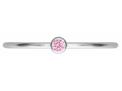 Sterling Silver October Birthstone Stacking Ring 2mm Pink             Cubic Zirconia - Standard Image - 2