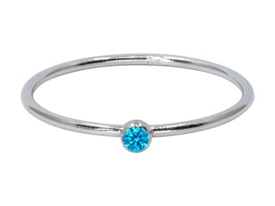Sterling Silver December Birthstone Stacking Ring 2mm Swiss Blue        Cubic Zirconia