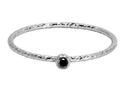 Sterling Silver Sparkle Stacking   Ring 2mm Black Cubic Zirconia