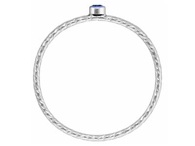 Sterling Silver Sparkle Stacking   Ring 2mm Aqua Blue Cubic Zirconia - Standard Image - 3