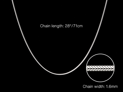 Sterling Silver 1.6mm Snake Chain  28