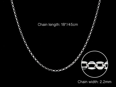 Sterling Silver 2.2mm Diamond Cut   Belcher Chain 18