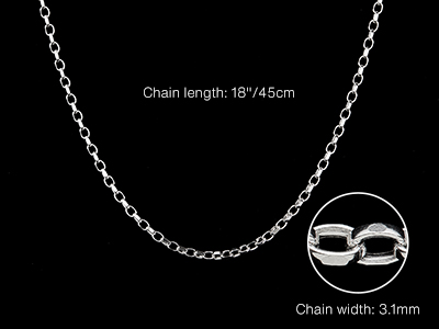 Sterling Silver 3.1mm Diamond Cut  Belcher Chain 18