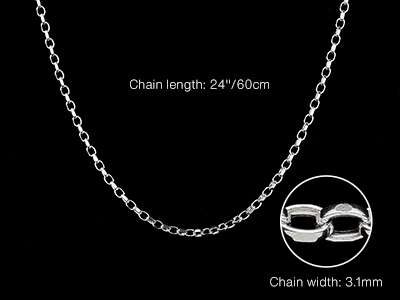 Sterling Silver 3.1mm Diamond Cut  Belcher Chain 24