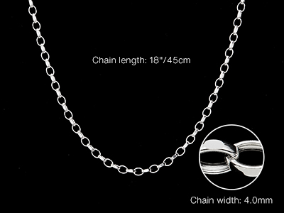 Sterling Silver 4.0mm Diamond Cut  Belcher Chain 18