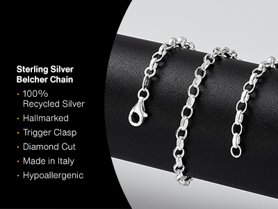 Sterling Silver 4.0mm Diamond Cut  Belcher Chain 24
