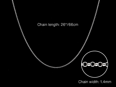 Sterling Silver 1.4mm Belcher Chain 26