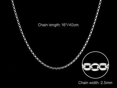 Sterling Silver 2.5mm Belcher Chain 16