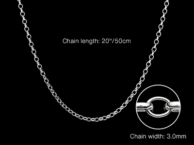 Sterling Silver 3.0mm Belcher Chain 20