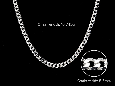 Sterling Silver 5.5mm Diamond Cut  Curb Chain 18