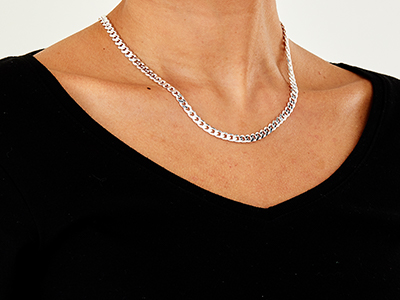 Sterling Silver 5.5mm Diamond Cut  Curb Chain 18