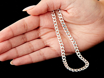 Sterling Silver 5.5mm Diamond Cut  Curb Chain 18