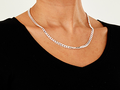 Sterling Silver 5.5mm Diamond Cut  Curb Chain 20