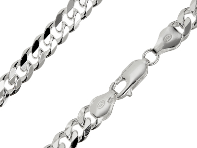 Sterling Silver 6.6mm Diamond Cut  Curb Chain 18