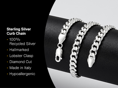 Sterling Silver 6.6mm Diamond Cut  Curb Chain 18
