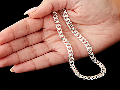 Sterling Silver 6.6mm Diamond Cut  Curb Chain 18