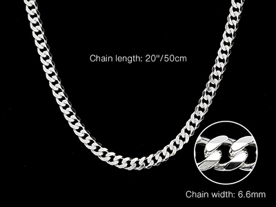 Sterling Silver 6.6mm Diamond Cut  Curb Chain 20