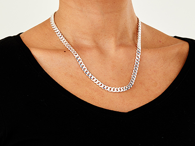 Sterling Silver 6.6mm Diamond Cut  Curb Chain 20