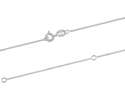 Sterling Silver 1.0mm Diamond Cut  Extendable Curb Chain              18-20