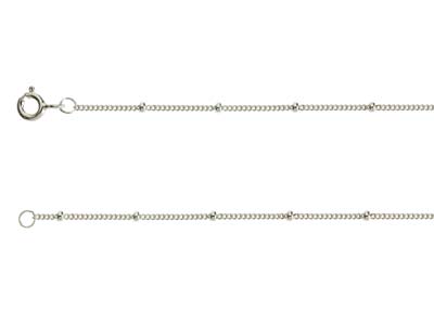 Sterling Silver 1.0mm Curb Chain   With Bead Stations 16