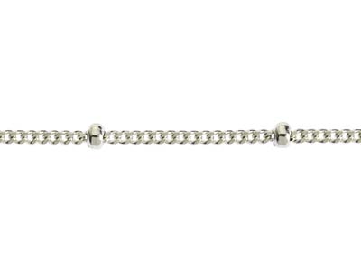 Sterling Silver 1.0mm Curb Chain   With Bead Stations 18