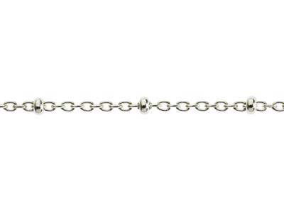 Sterling Silver 1.7mm Oval Trace Chain With Bead Station 16''/40cm Unhallmarked - Standard Image - 3