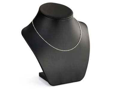 Sterling Silver 1.7mm Oval Trace Chain With Bead Station 16''/40cm Unhallmarked - Standard Image - 4