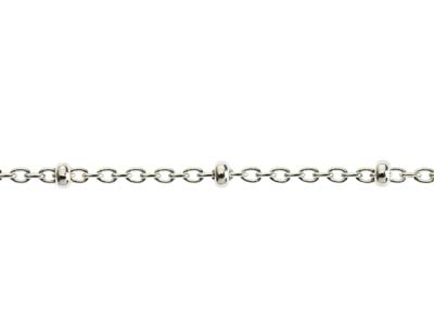 Sterling Silver 1.7mm Oval Trace Chain With Bead Station 18''/45cm Unhallmarked - Standard Image - 3