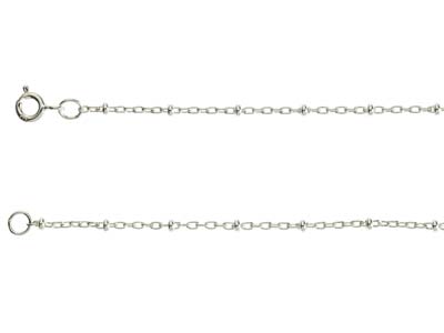 Sterling Silver 2.1mm Trace Chain  With Bead Stations 18