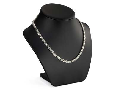 Sterling Silver 5.6mm Filed Bevelled Curb Chain 18''/45cm Hallmarked - Standard Image - 4
