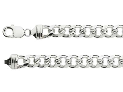 Sterling Silver 10.0mm Filed Bevelled Curb Chain 18''/45cm Hallmarked - Standard Image - 2