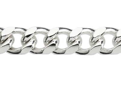 Sterling Silver 10.0mm Filed Bevelled Curb Chain 18''/45cm Hallmarked - Standard Image - 3