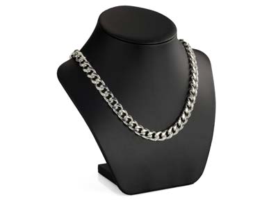 Sterling Silver 10.0mm Filed Bevelled Curb Chain 18''/45cm Hallmarked - Standard Image - 4