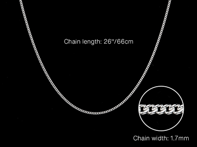 Sterling Silver 1.7mm Curb Chain    26