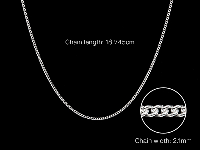 Sterling Silver 2.1mm Curb Chain   18