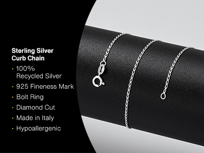 Sterling Silver 1.0mm Diamond Cut  Curb Chain 16