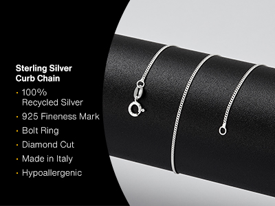 Sterling Silver 1.1mm Diamond Cut  Curb Chain 24