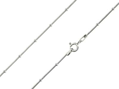 Sterling Silver 1.9mm Snake Chain  With Bead Stations Bracelet        7.519cm