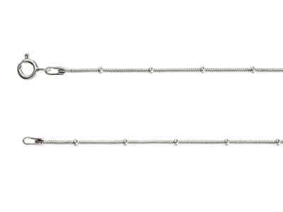 Sterling Silver 1.9mm Snake Chain  With Bead Stations Bracelet        7.5