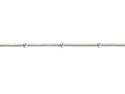 Sterling Silver 1.9mm Snake Chain  With Bead Stations Bracelet        7.5