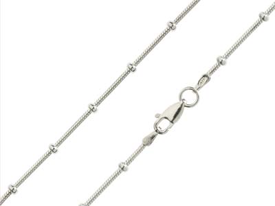 Sterling Silver 2.7mm Snake Chain  With Bead Stations Bracelet        7.519cm