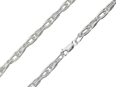 Sterling Silver 4.9mm Round Trace Long Interlinked Bracelet 7.519cm Hallmarked