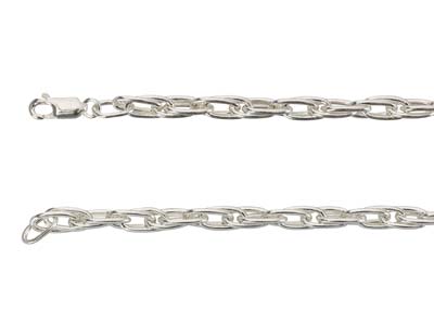 Sterling Silver 4.9mm Round Trace Long Interlinked Bracelet 7.5