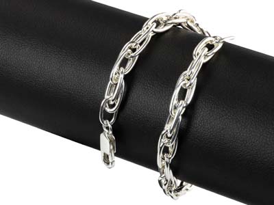 Sterling Silver 4.9mm Round Trace Long Interlinked Bracelet 7.5