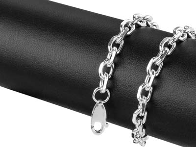 Sterling Silver 5.3mm Angle Filed   Trace Bracelet 8.5