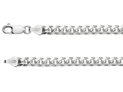 Sterling Silver 5.6mm Filed Bevelled Curb Bracelet 8.5''/21cm Hallmarked - Standard Image - 2