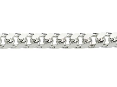 Sterling Silver 6.4mm Filed Bevelled Curb Bracelet 8.5''/21cm Hallmarked - Standard Image - 3