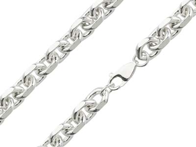Sterling Silver 8.4mm Angle Filed Trace Bracelet 8.521cm Hallmarked